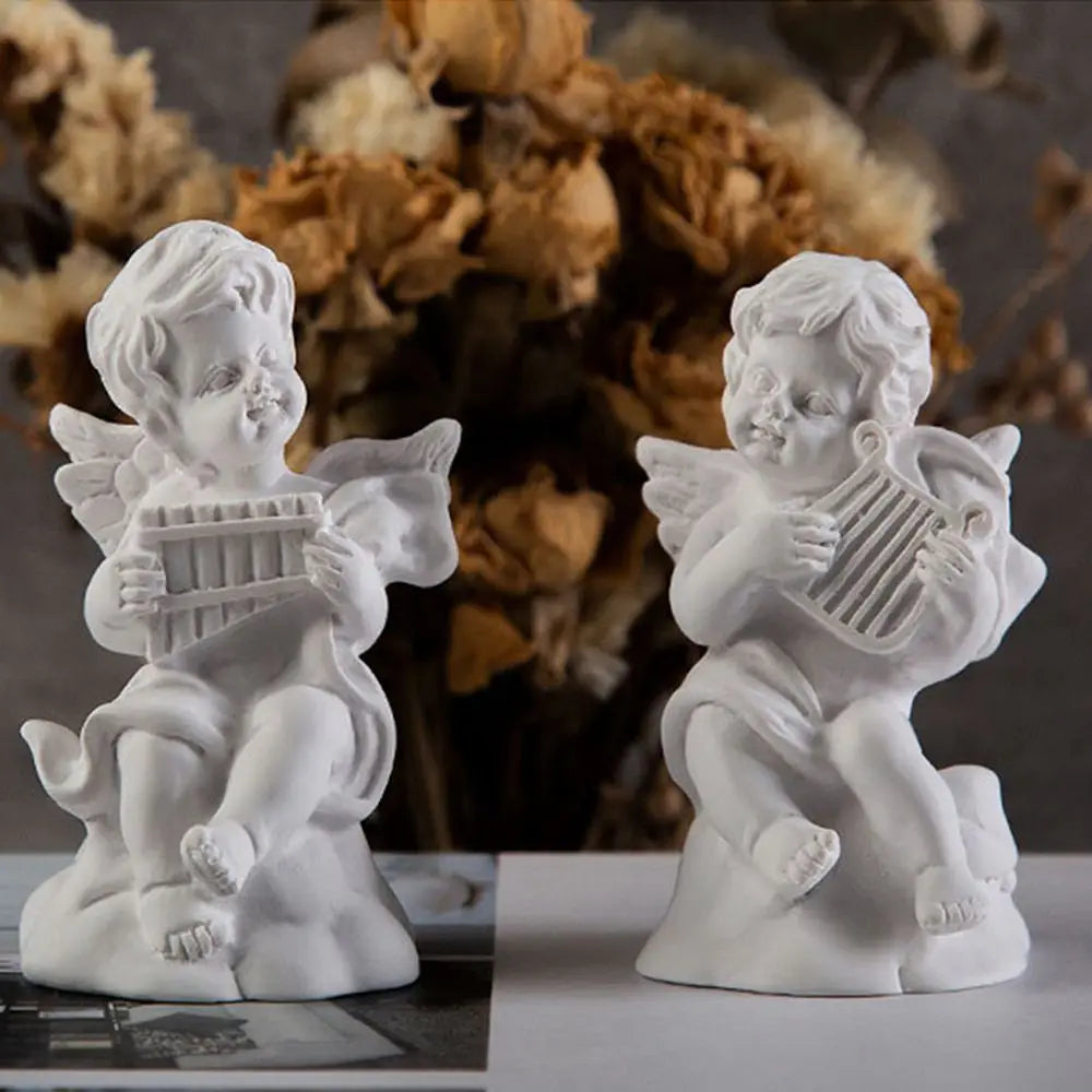 Mini Cupid Figurines Plaster Sculpture Greek Mythology Statue Nordic Style Angel Gypsum Portraits Desktop Ornament Oasis Select