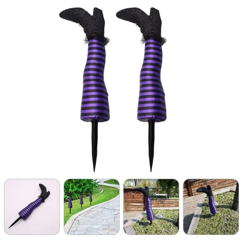 Halloween Lawn Outdoor Garden Decoration Props Evil Witch Legs Inverted Evil Witch Feet Boots Stakes Courtyard Oasis Select