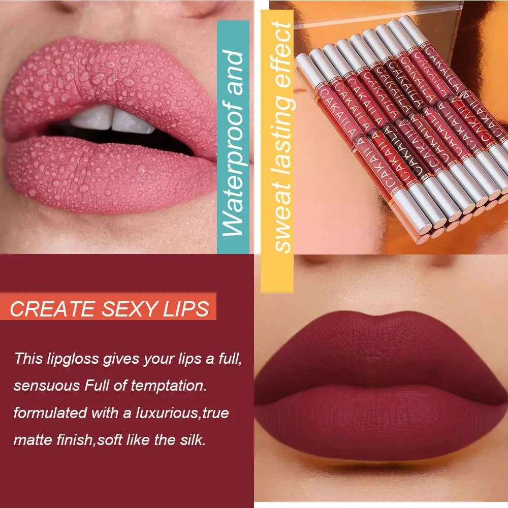 Matte Lip Gloss Lip Oil 10pc/set: Velvet Lipstick High Pigment Waterproof Long Lasting, Nude, Y2K Christmas Valentine's Day Gift Oasis Select