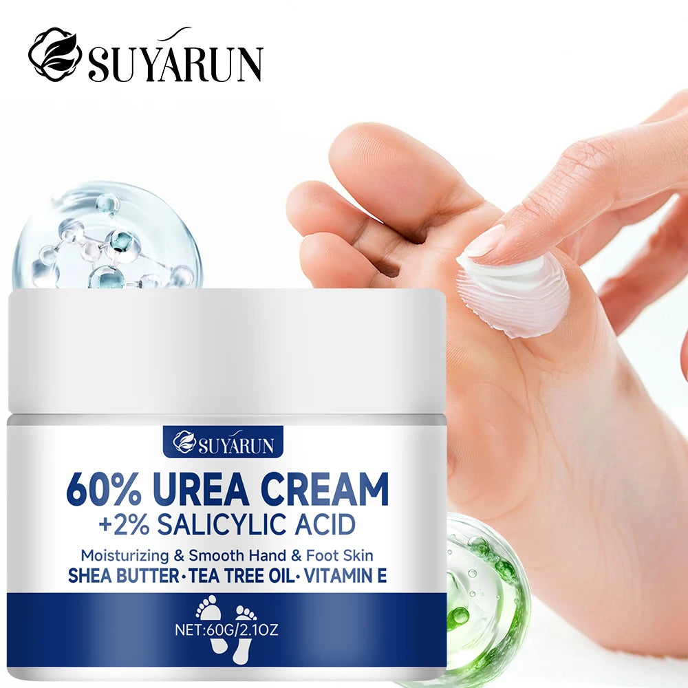 SUYARUN 60% Urea Foot Cream for Cracked Heels & Dry Skin - Intensive Moisturizing Treatment, Callus Remover, Diabetic Foot Care. Oasis Select