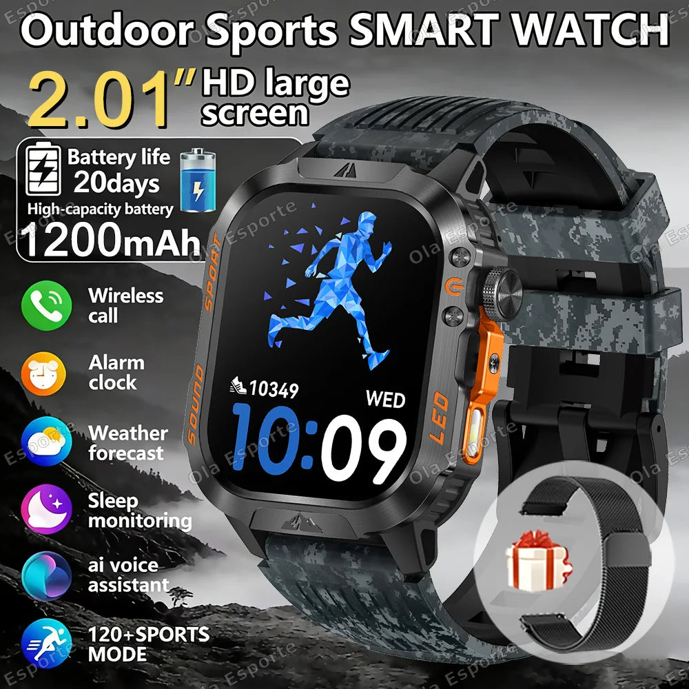 Ola Esporte HT30 Military Smartwatch | LED Flashlight & BT Call