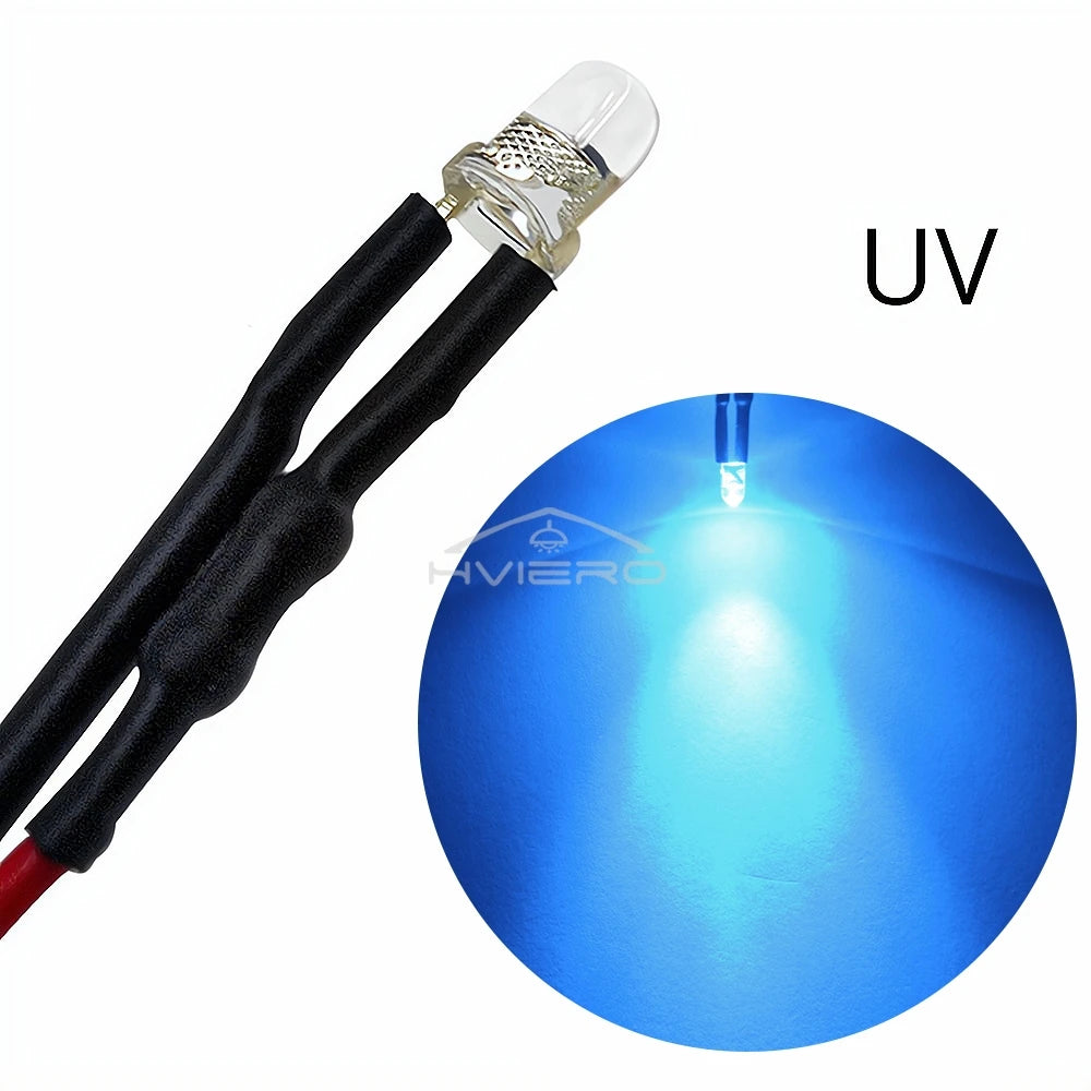3mm Pre-Wired LED Bulbs DC 12V Water Clear | 5–100 Pack
