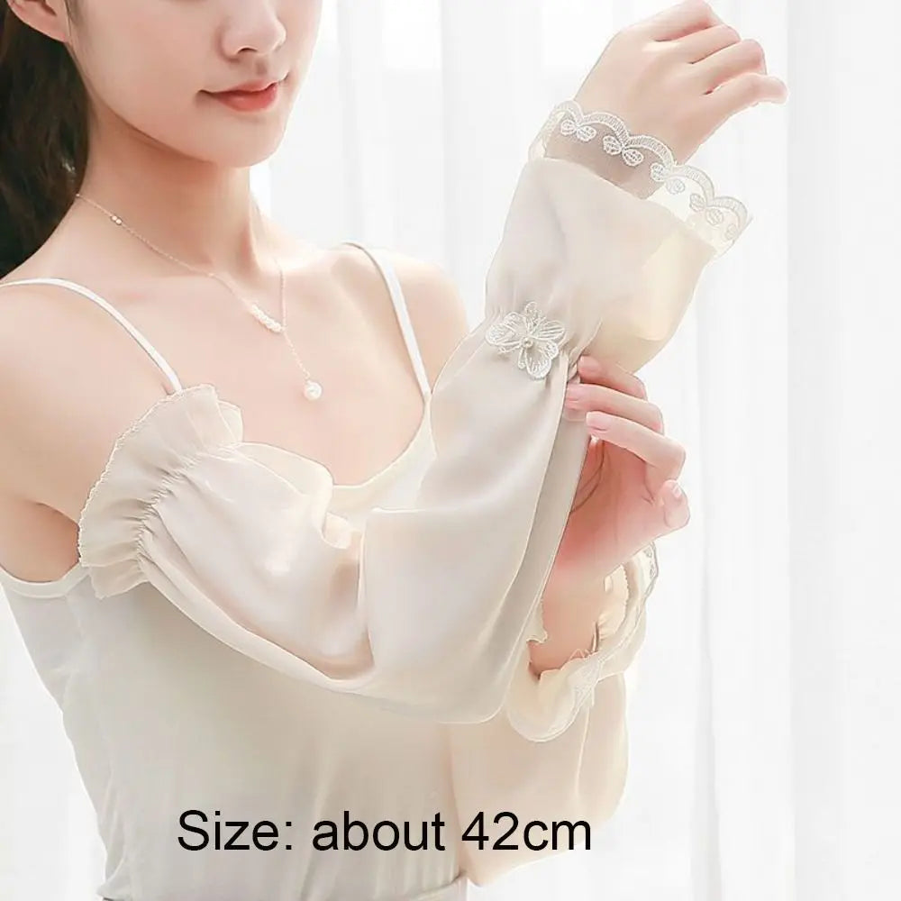 Fashion Loose Fit Sunscreen Sleeves Thin Fabric Breathable Arm Sleeves UV Protection Fingerless Gloves Summer Oasis Select