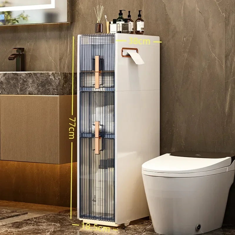 Multi-functional Toilet narrow slot storage cabinet crevice trolley toilet gap bathroom floor toilet narrow side locker Oasis Select 18.5cm-4