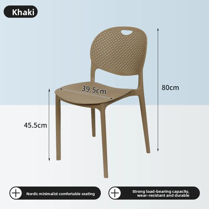 Plastic chair Back chair Thickened desk stool Study home bedroom Nordic creative dining chair can be stacked Oasis Select Khaki 2 pieces