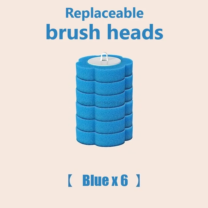 Disposable Toilet Brush Replacement Head Cleaning Kit Lengthened Handle Auto Lid Opening Toilet Bowl Cleaner Kit for Bathroom Oasis Select 6pcs brush-Blue
