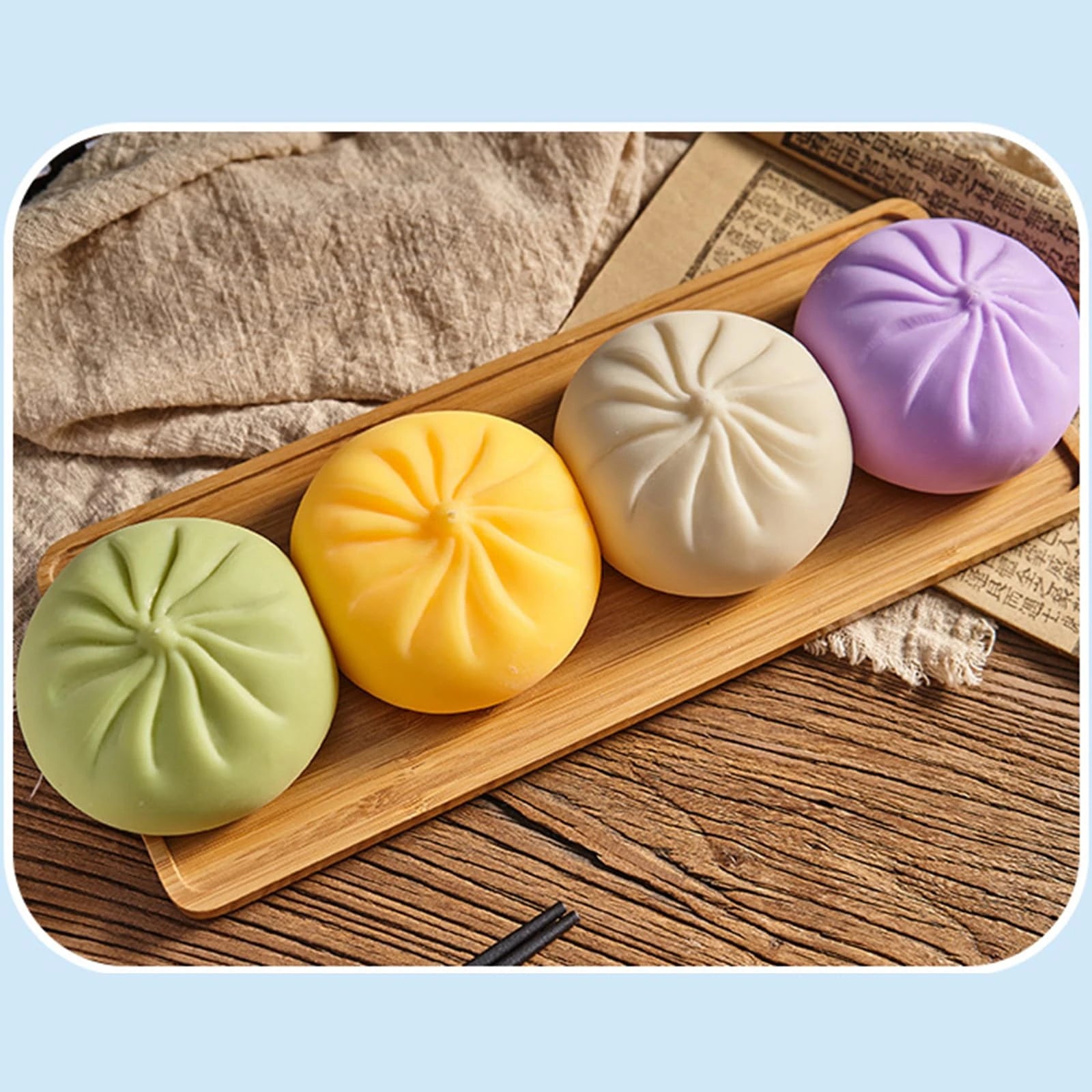 Colorful Dumpling Squishes Stress Balls Fidget Sensory Toys Simulation Food Squishies Bun with Steamer Squeeze Dough Ball Gifts Oasis Select