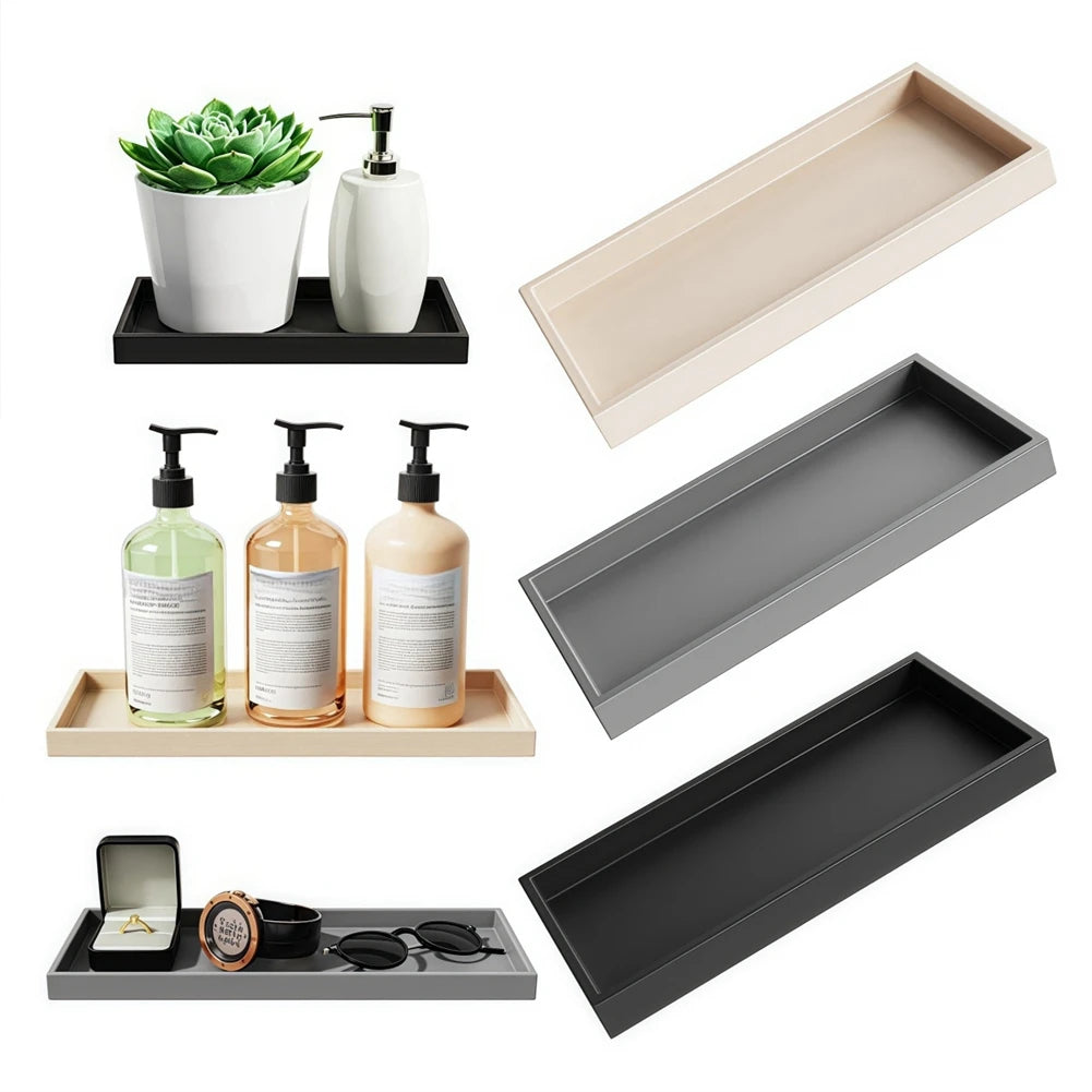 Bathroom Counter Tray Silicone Bathroom Vanity Tray Soap Dispenser Tray Countertop Storage For Dressing Tables Oasis Select