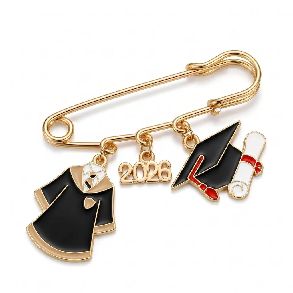 Enamel Metal Brooch Stylish Graduation Brooch Grad Cap Pin Iconic Diploma Pin For Gift For Graduates Student Accessories Oasis Select Gold