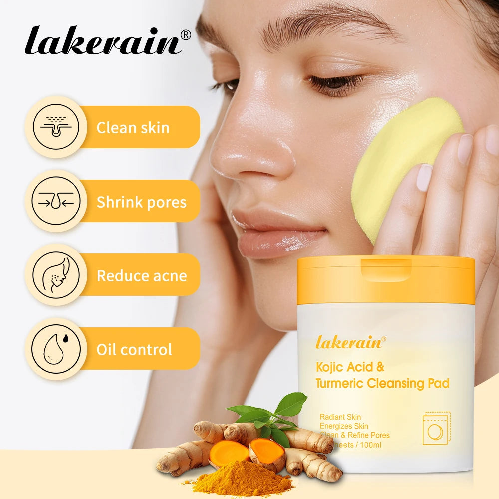 Kojic Acid And Turmeric Cleansing Pad Exfoliate Lighten Acne Scars Unclog Pores Turmeric Cleansing Pad Dark Spots With Glycerol Oasis Select
