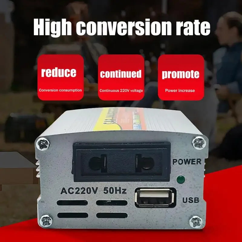 Car Mounted 220W Solar Power Inverter Voltage Transformer DC 12V to AC 220V with USB Battery Adapter for Mobile Devices Oasis Select