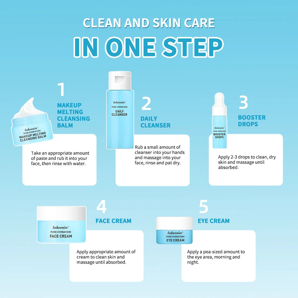 Mini Skincare Set Cream Serum Facial Cleanser Eye Cream Moisturizing Whitening Face Skin Care Travel Facial First Aid Set Oasis Select