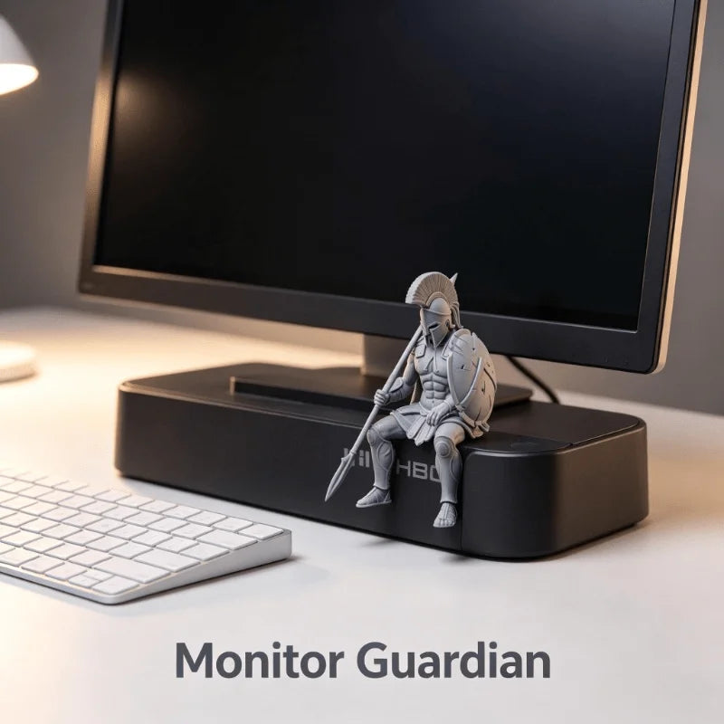 Sitting Spartan Warrior Figurine 3D Printed Hanging Leg Greek Statues Display Screen Mini Decor for Gaming Desktop Office Gifts Oasis Select