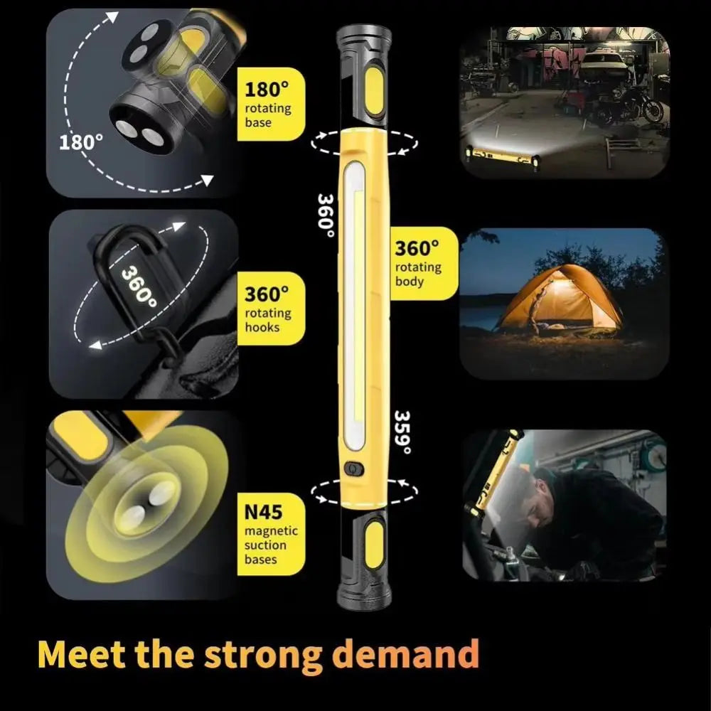 360° Magnetic LED Work Light – 20W COB, 5200mAh Battery
