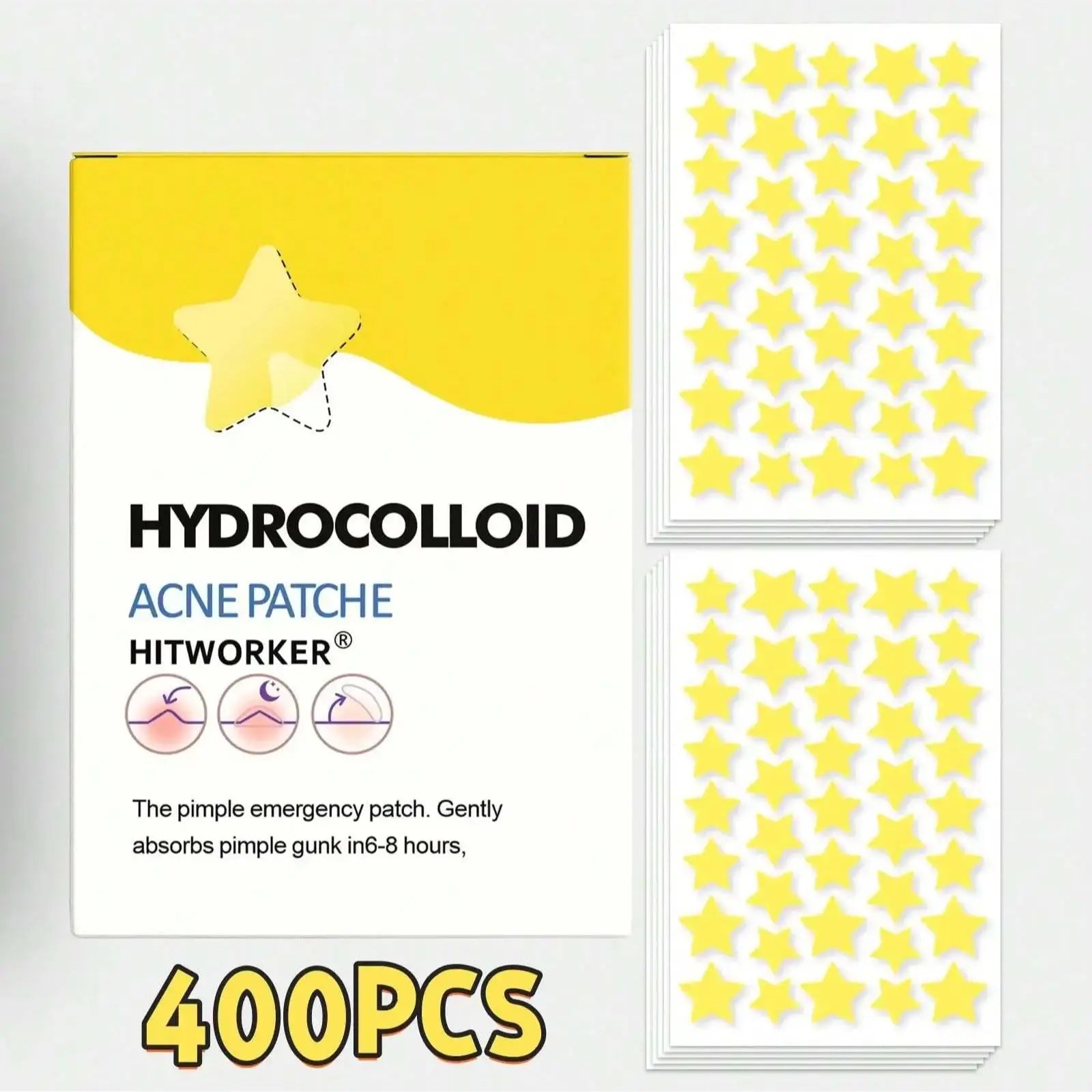 400/200 pieces/box yellow star shaped face acne patch, mild and non irritating hydrogel acne patch, necessary to cover acne Oasis Select 400pcs