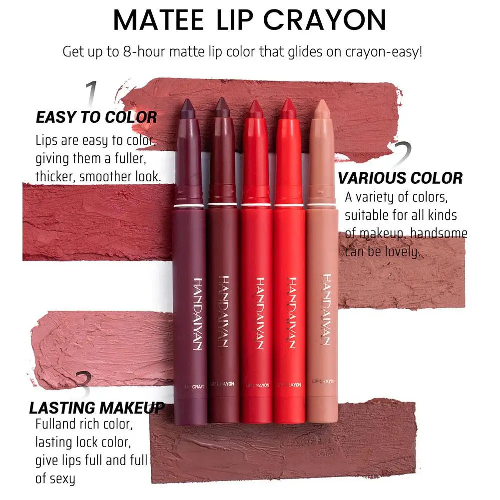 Long-Lasting Waterproof Matte Lip Crayon Lipstick Pencil Built-in Sharpener Velvet Lipgloss Lip Stain Moisture Smooth Lipliner Oasis Select