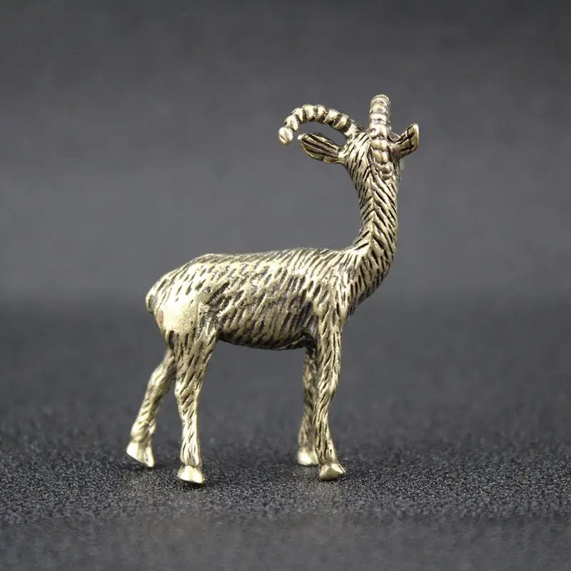 Antique Brass Goat Miniature | Metal Figurine Home & Tea Décor