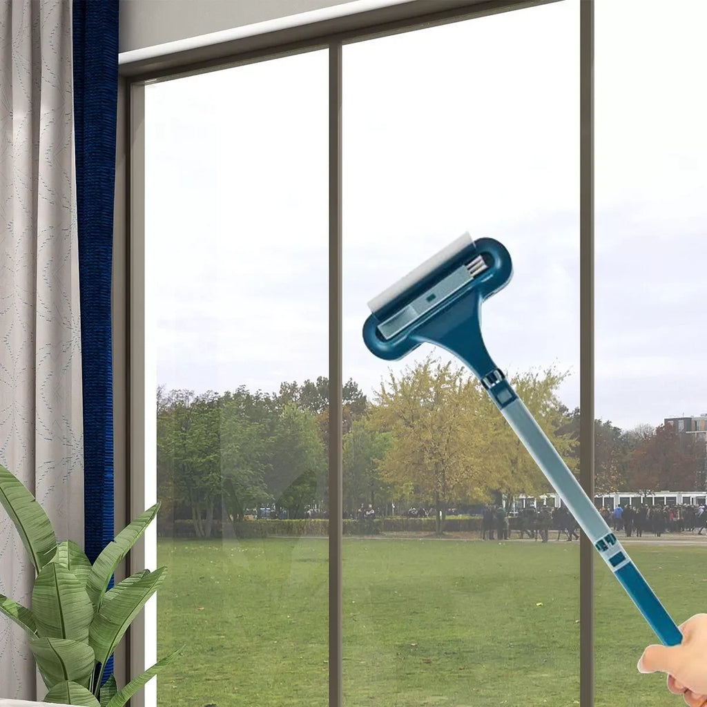 2 in 1 Window Mesh Screen Brush Window Cleaner Magic Broom Wiper Telescopic Long Handle Window Mop Squeegee Wiper Cleaning Tool Oasis Select