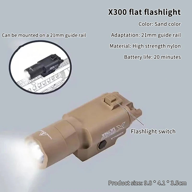 X300U-A Multi - Functional Tactical Light: Fits 20mm Rail, For Toy Airsoft Guns, Hunting, CS Matches & Wargames Oasis Select Sand colored