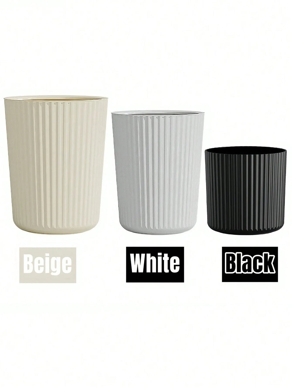 1pc Simple Striped Trash Can, Paper Basket Bin For Bedroom, Living Room, Bathroom, Waste Management Container Oasis Select