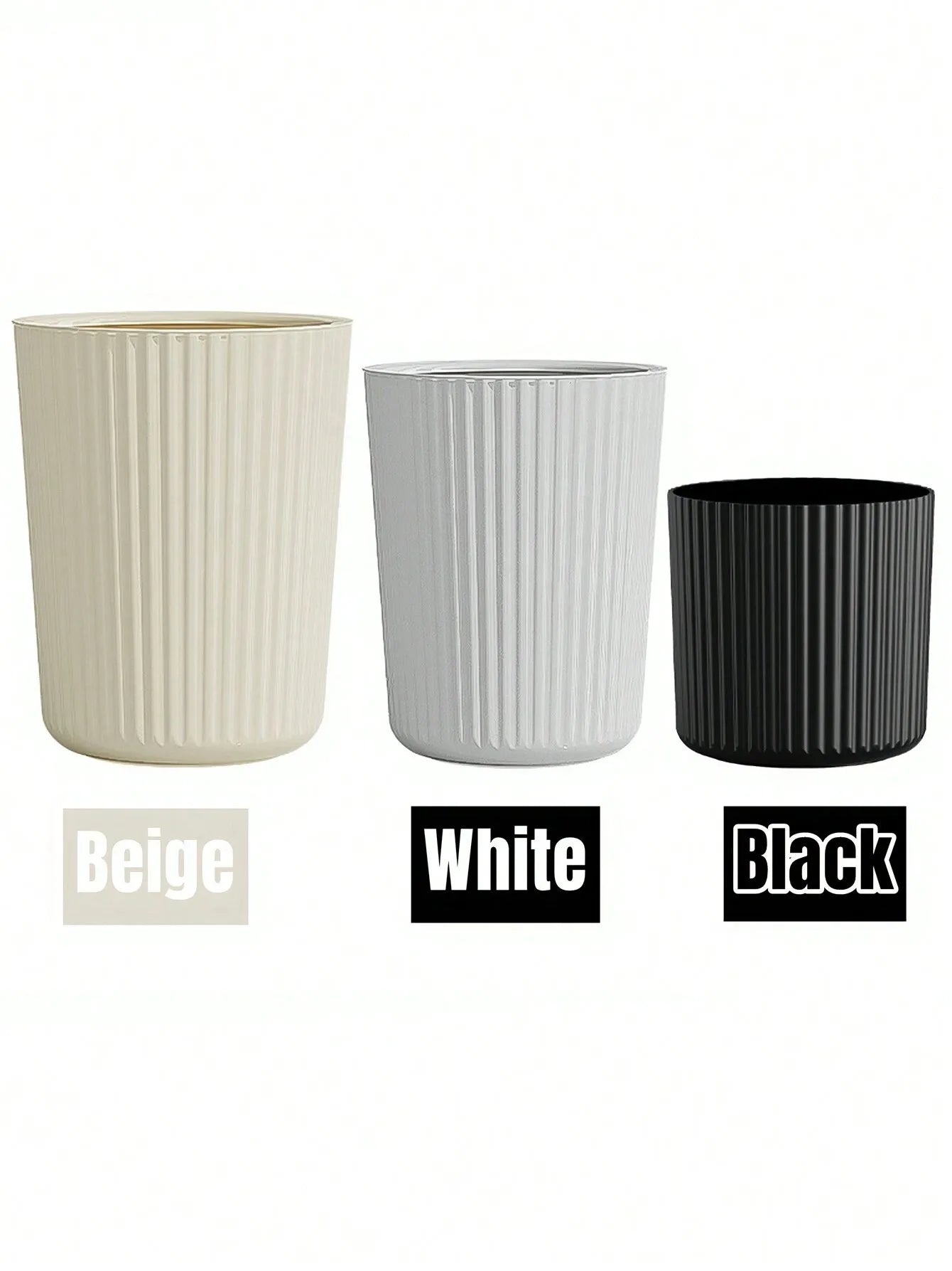 1pc Simple Striped Trash Can, Paper Basket Bin For Bedroom, Living Room, Bathroom, Waste Management Container Oasis Select