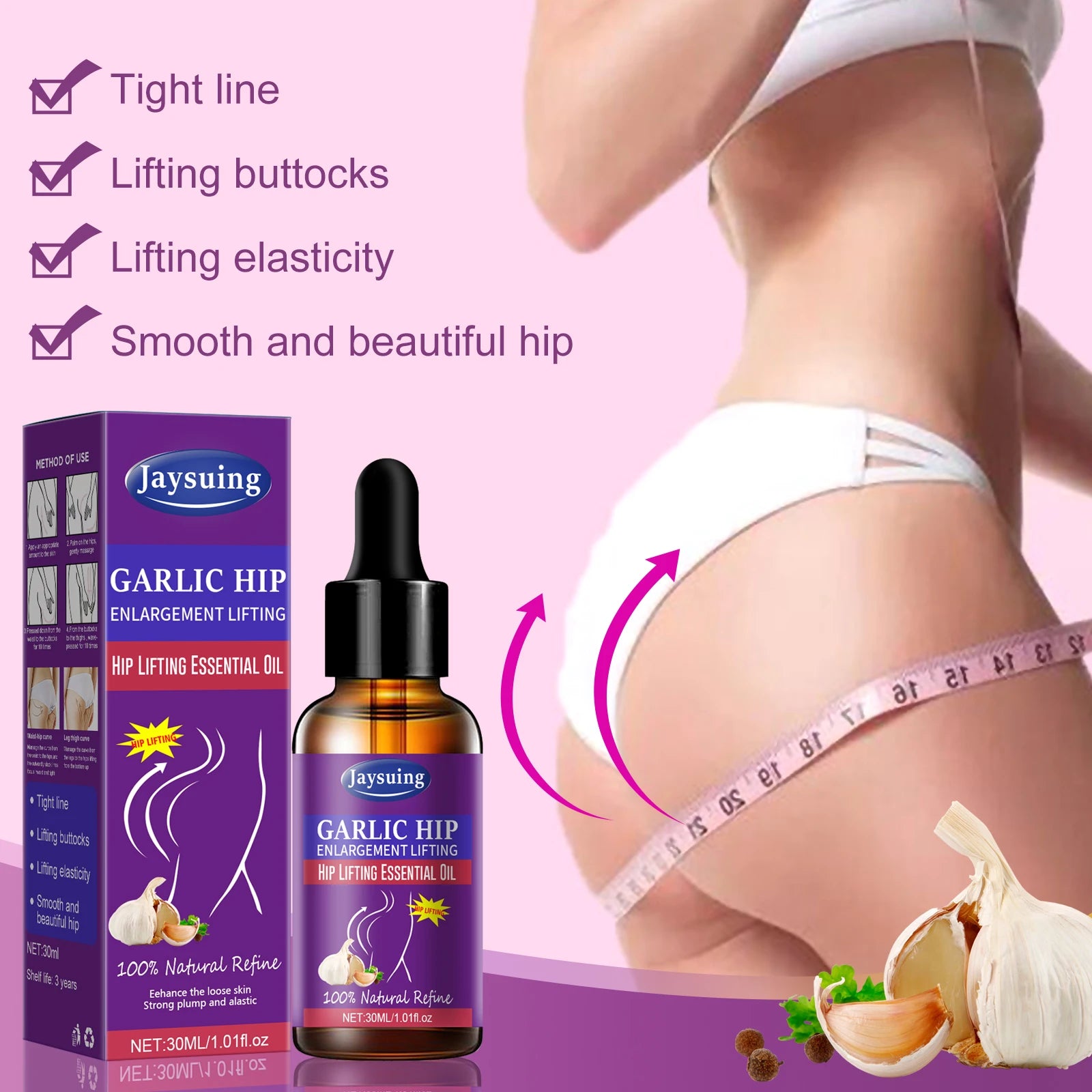 Hip Lifting Garlic Massage Oil – Firms, Tones & Hydrates Body Firming Oil Oasis Select