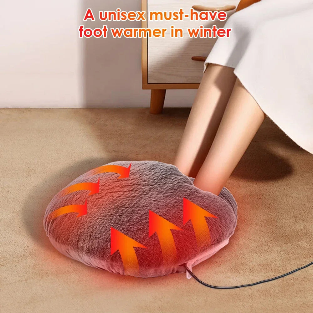 USB Electric Foot Warmer Pad – Plush Heated Mat for Desk & Home