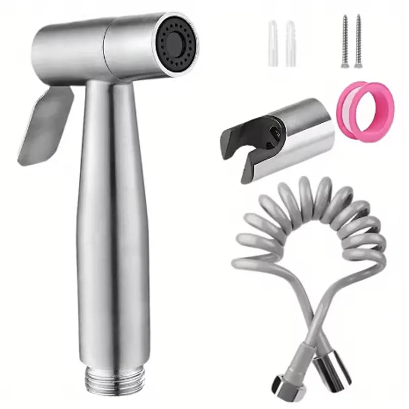 Stainless Steel High Pressure Handheld Shower Kit with 4.8-Inch Hose And Wall Bracket for Bathroom Cleaning Spray Gun Oasis Select MULTI