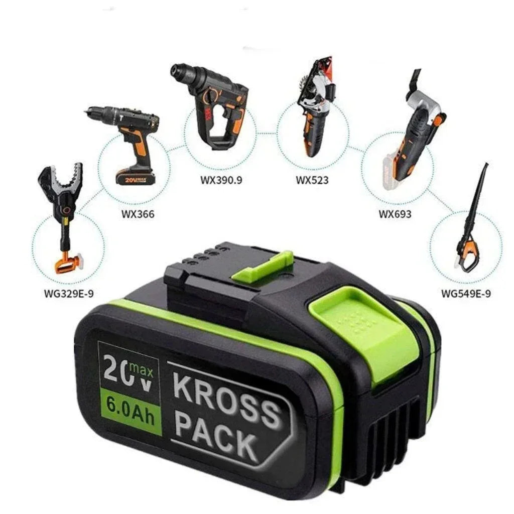 20v 6.0Ah/8.0Ah Li-ion Battery for Worx WA3553/WA3551 20V Cordless Power Tool Battery WA3572 WX390 WX176 WX178 WU268 with LED Oasis Select