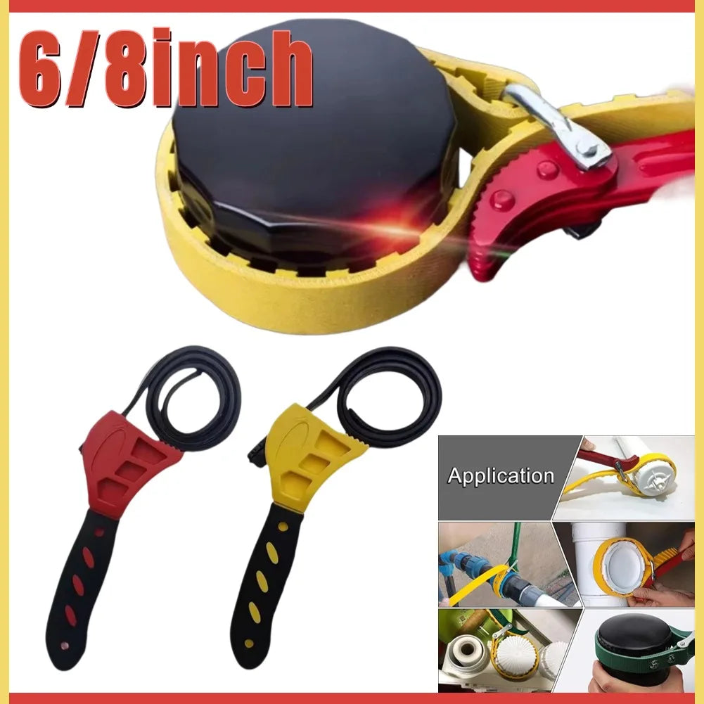 6/8 Inch Adjustable Belt Wrench – Oil Filter Strap Spanner Belt Wrench Tool Oasis Select