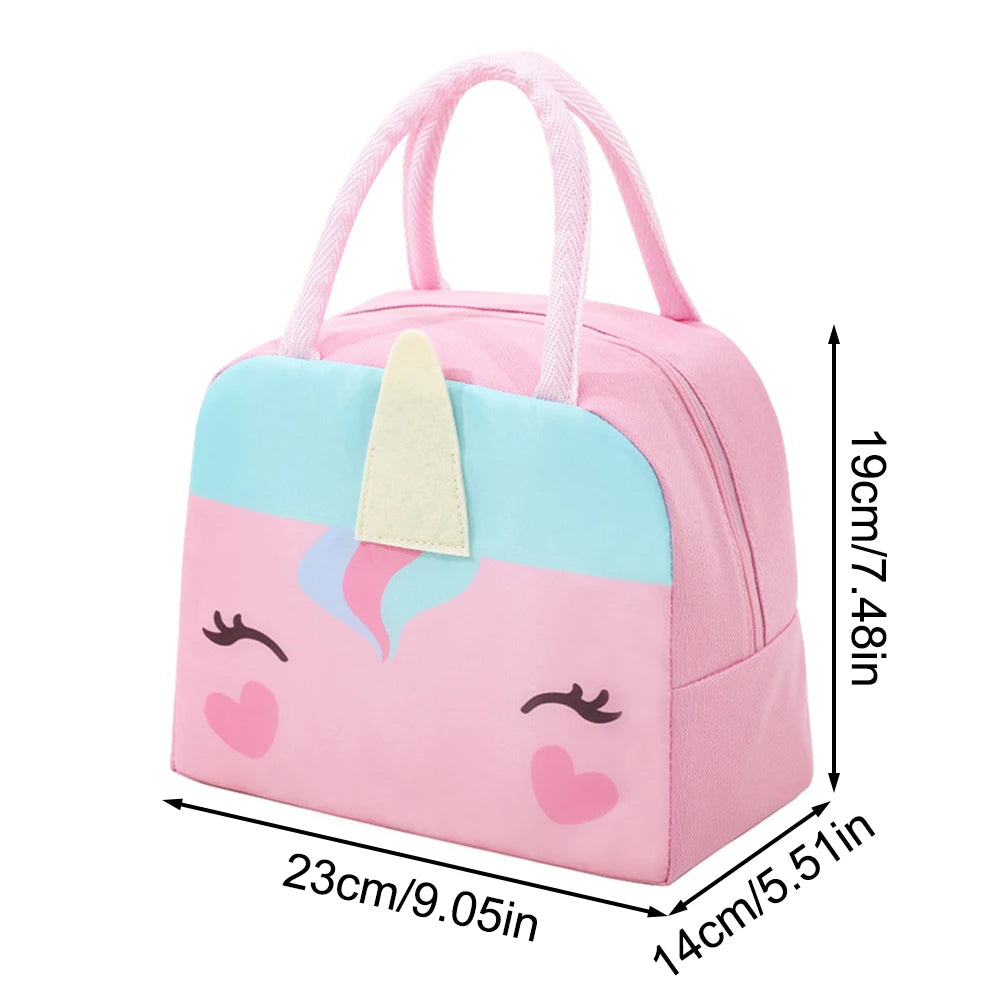 3D Cute Cartoon Lunch Box Bag for Students - Insulated Thermal Food Carrier, Portable Handheld Meal Tote with Keep Warm Pocket Oasis Select