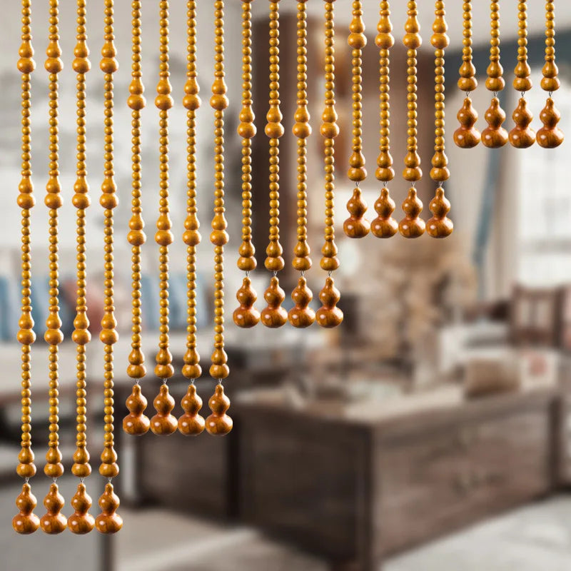 Peach wood gourd bead curtain door curtain partition porch bathroom living room Jufu household perforated decorative curtain Oasis Select