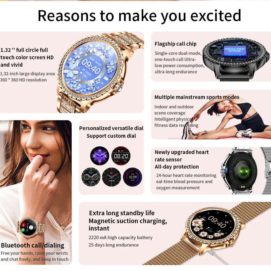2025 New Blue Tooth Call Woman Smart Watch Man Sports Fitness Bracelet Waterproof Body Temperature Smartwatch For Android IOS Oasis Select