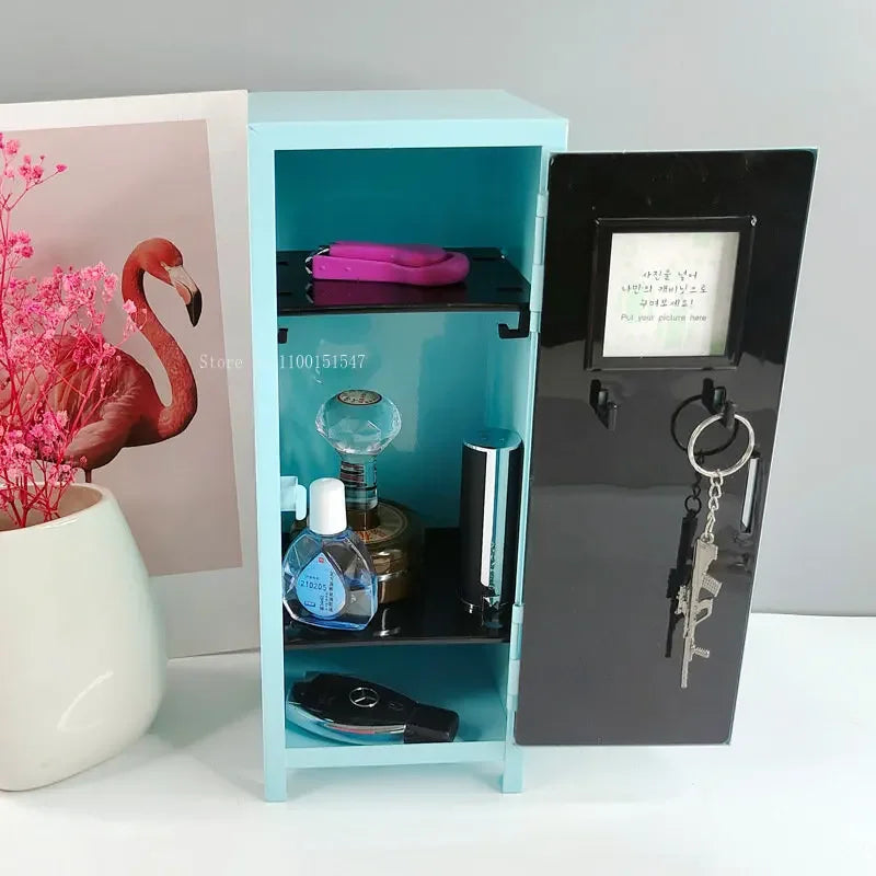 Iron Storage Box Dormitory Storage Cosmetics Paper Money Keys Bank Cards and Other Desktop Small Items Mini Locker Cabinet Oasis Select