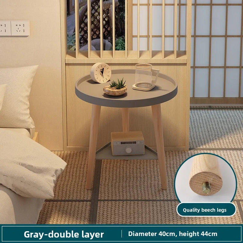 Multi-functional Nordic small round table coffee table sofa side balcony bedroom simple round small coffee table Durable Oasis Select 40 Grey B