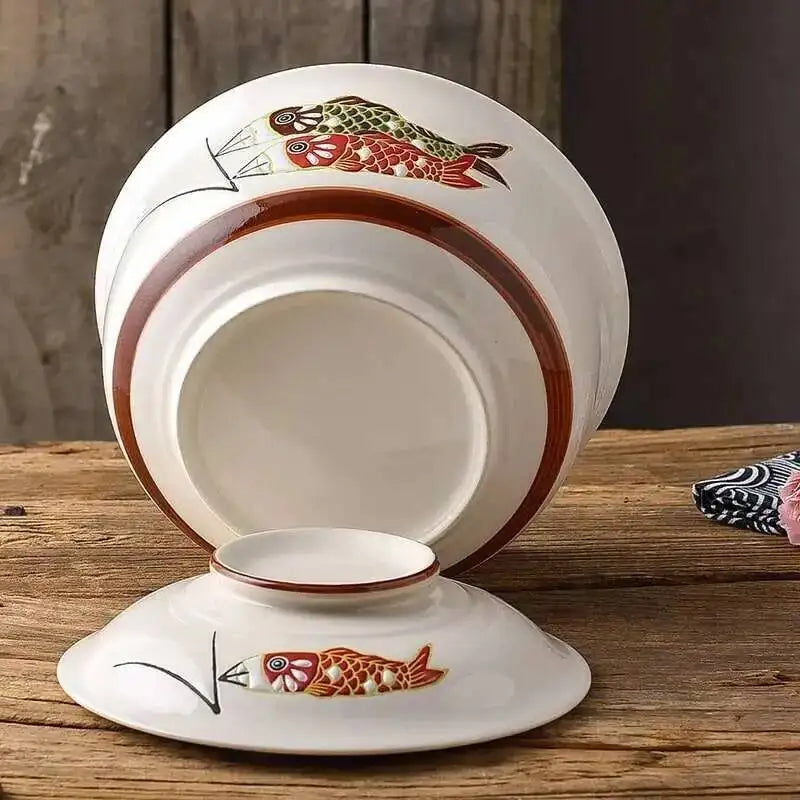 Japanese Ceramic Soup Bowl With Lid Instant Noodle Bowl Ramen Bowl Tableware Microwaveable Supplies Oasis Select