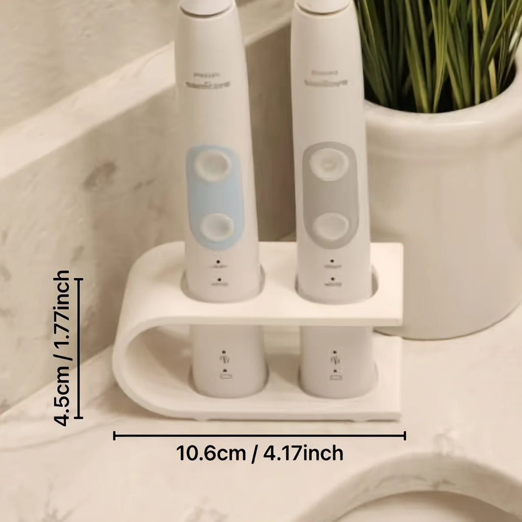 Durable Eco-friendly Sturdy Dual-hole Electric Toothbrush Desktop Stand Storage Rack, Creative Organizer for Bathroom Toiletries Oasis Select