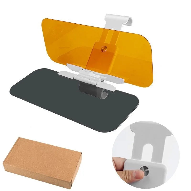 Dual Purpose Car Sun Visor - Day & Night Anti Glare Visor Extender with Night Driving Shield & UV Protection for SUVs, Trucks Oasis Select Orange