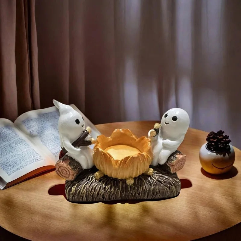 Halloween Home Decoration Ghost Candle Holder Without Candles Decorative Metal Stand Unique Ghost Design Perfect for Spooky Oasis Select