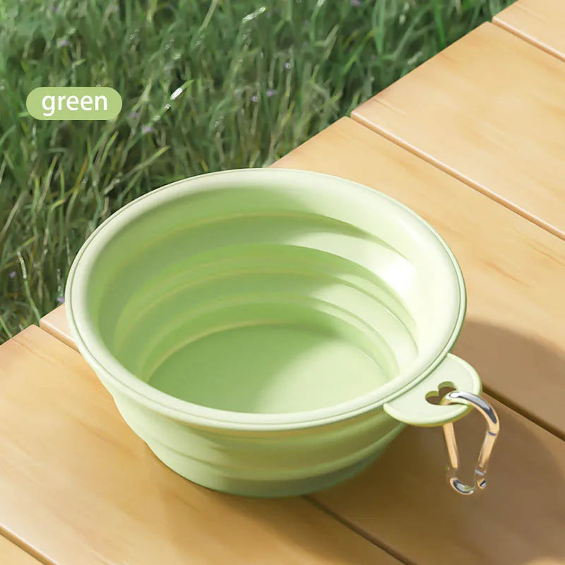 Foldable Silicone Dog Bowl Pet Outdoor Travel Portable Folding Cat Food Water Large Capacity Container Feeding Bowl Pet Supplies Oasis Select green-1pcs 1000ml