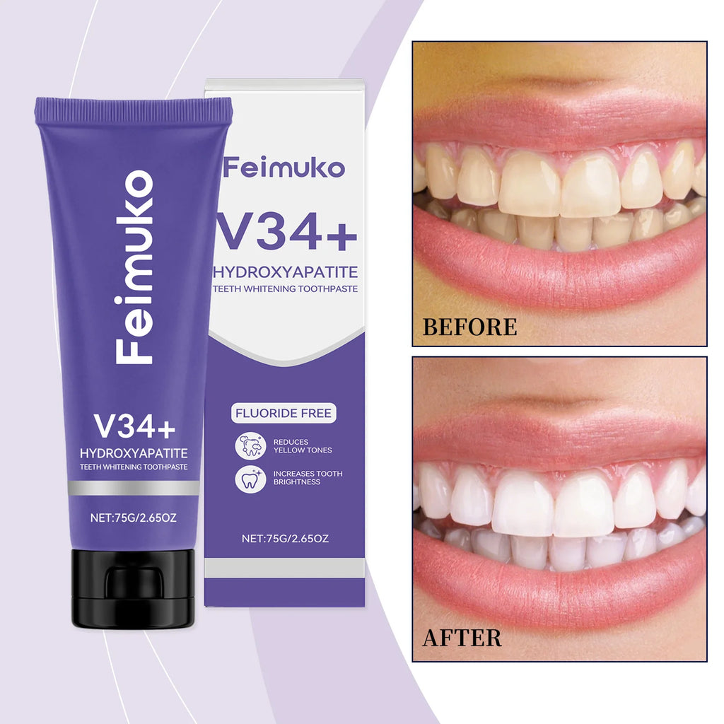 V34+ Toothpaste Teeth Whitening Intensive Stain Remover for Yellow Teeth Plaque RemovalFresh Breath Gum Protection Oral Care Oasis Select