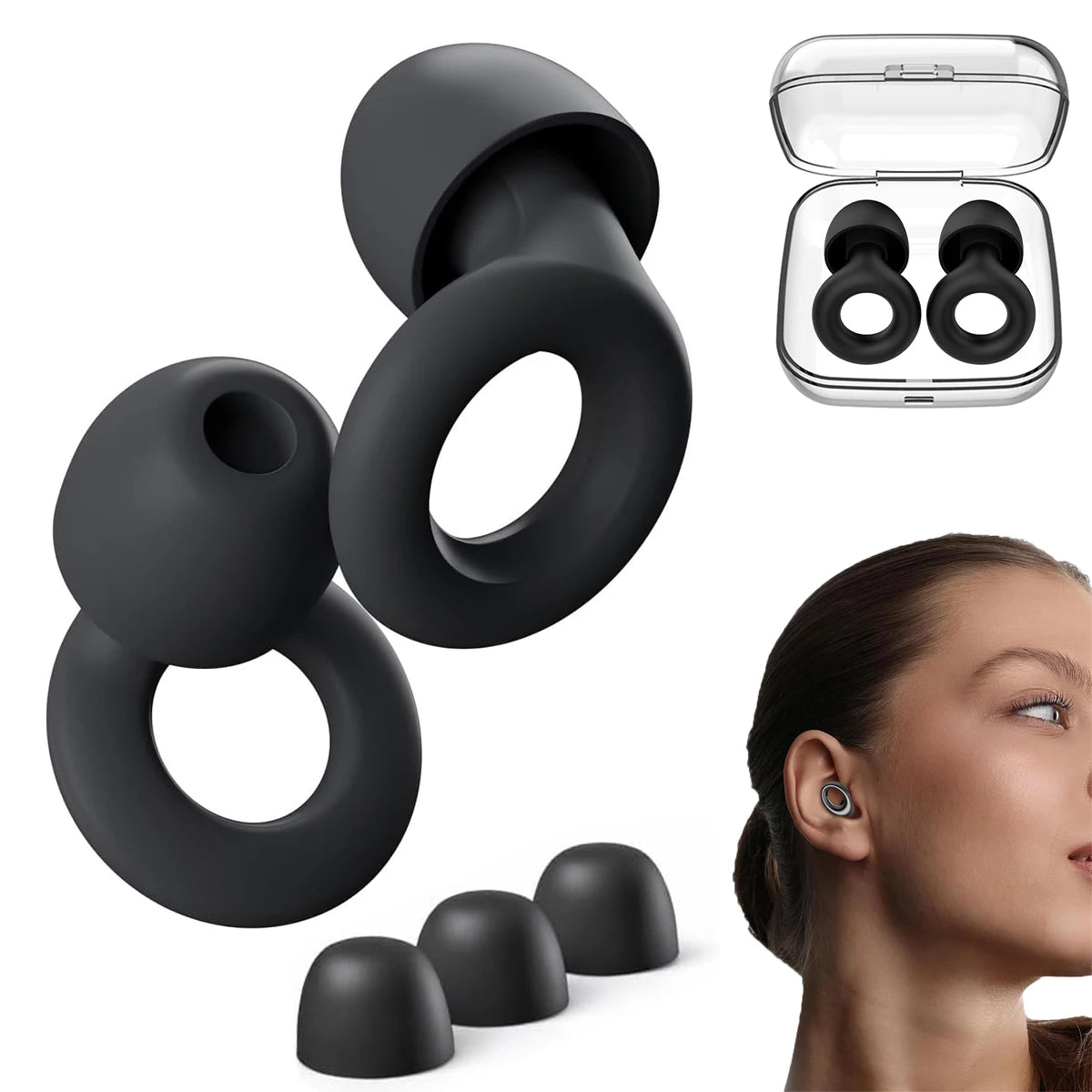 Silicone Earplugs Reusable Noise Reducing Soft Sleep Ear Plugs with Storage Case Travel Concert Work Hearing Protection Oasis Select