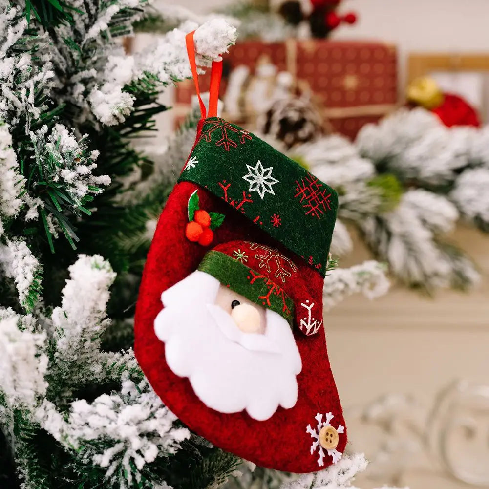 Parts Christmas Stocking Accessory Ornament Santa Snowman Socks Xmas Tree Bag Fabric Hanging Mini High Quality Oasis Select Old man China Mainland Fabric
