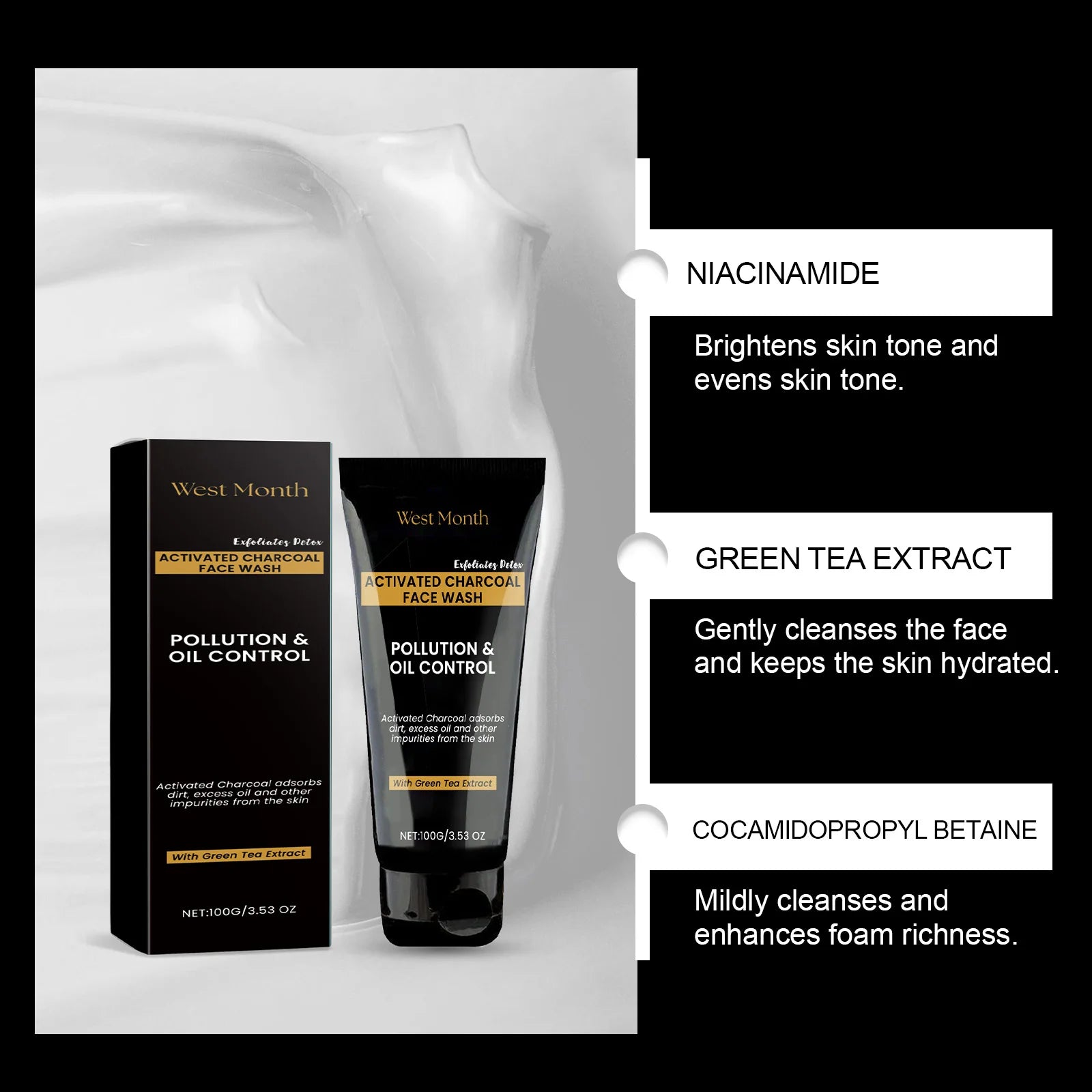 Niacinamide Facial Cleanser Smoothing Cleaning Dirt Oil Control Shrinking Pores Brighten Dullness Moisturizing Facial Wash Cream Oasis Select