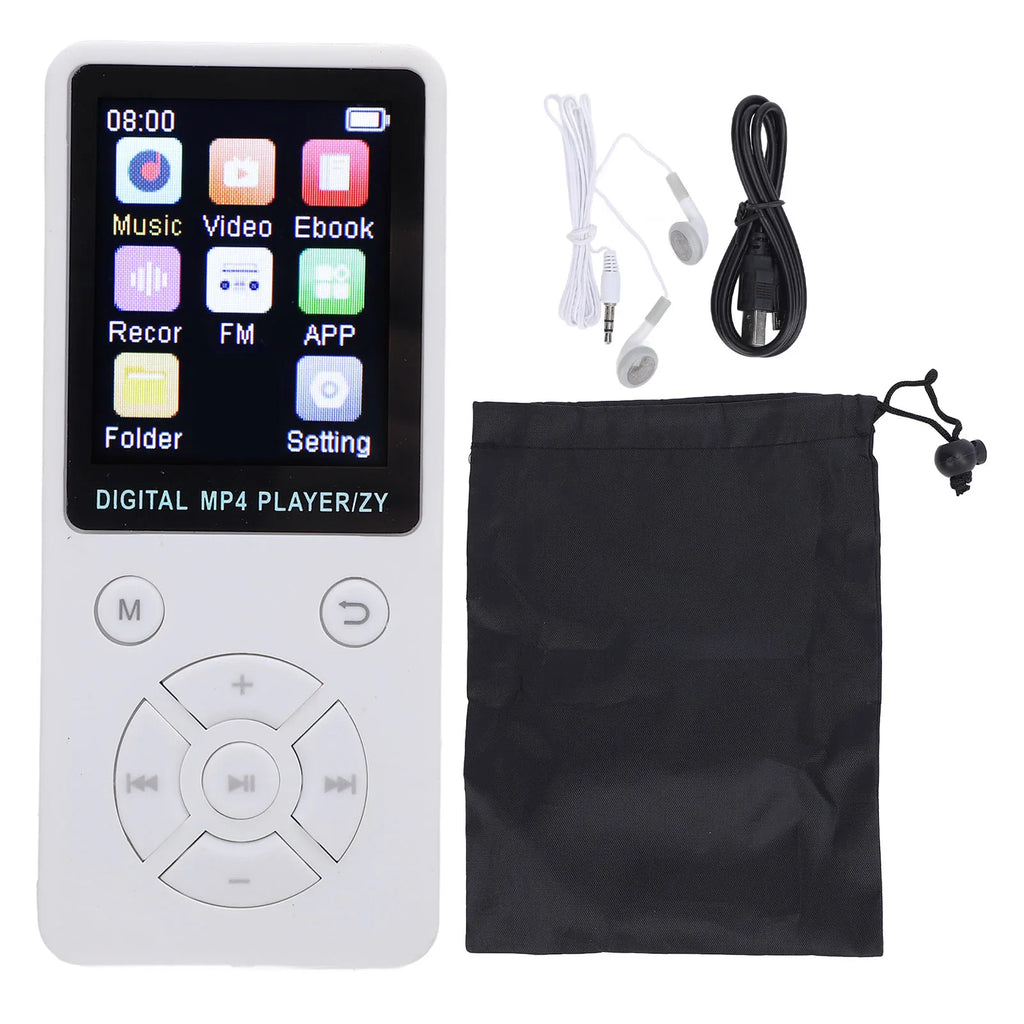 MP43 Player Wireless Hi Fi Sound 5 Hours Playback Electronic Book Reader 1.8 Inch Screen Music Player Bluetooth 5.0 for Running Oasis Select WHITE