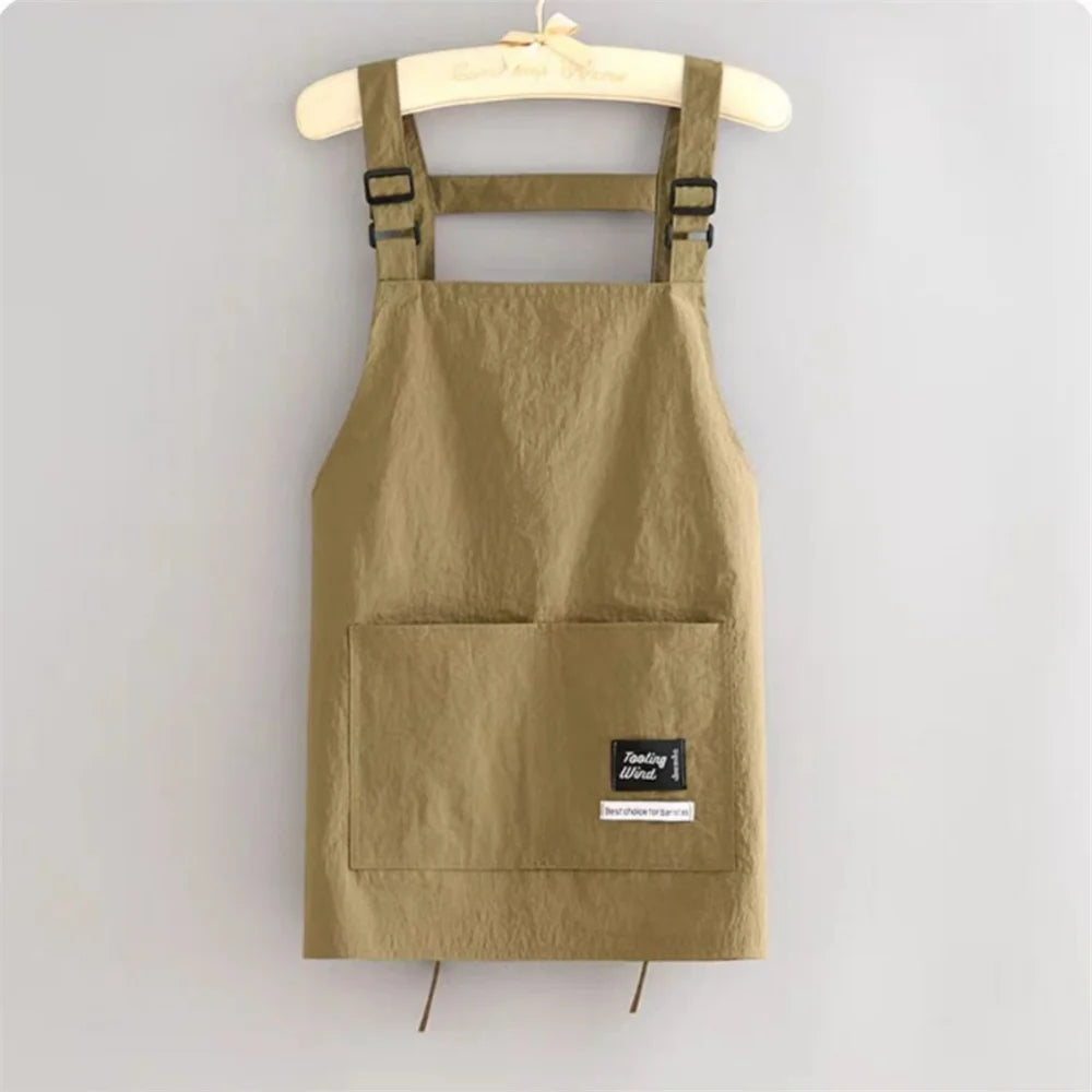 Fashion Strap Style Apron Waterproof Anti-fouling Nail Art Cafe Workwear Sleeveless Catering Waiter Work Clothes Oasis Select Khaki short