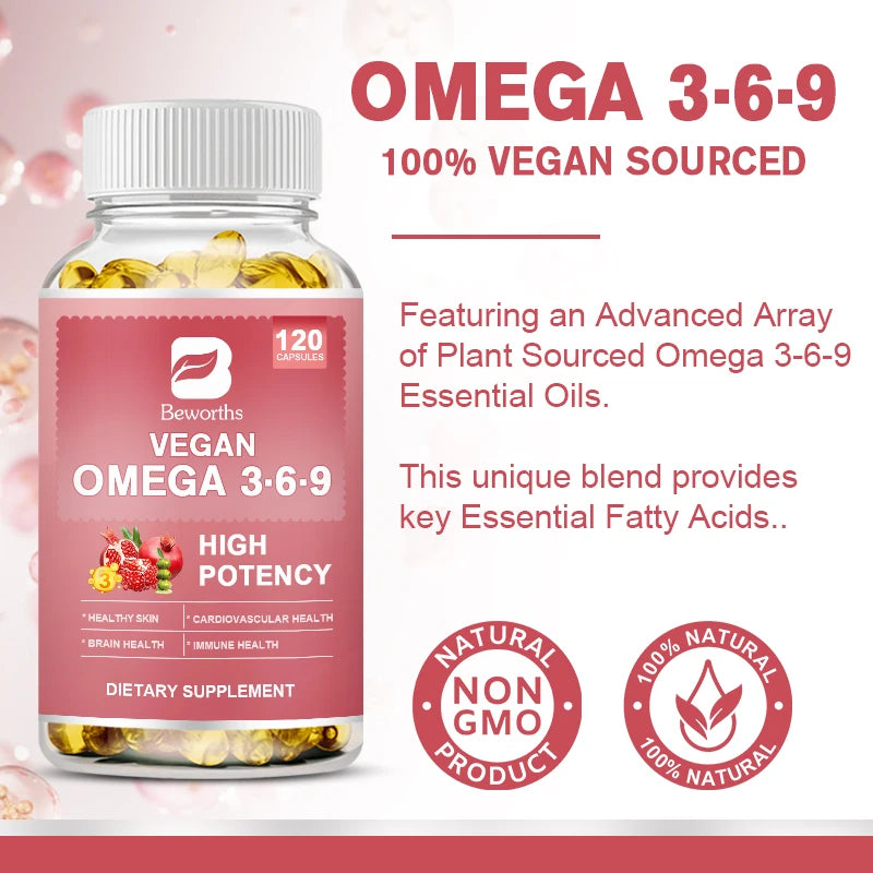 BEWORTHS Omega 3，6，9 Capsules rich in Fatty Acids Support Immune Health, Brain, Skin and Cardiovascular Health Oasis Select