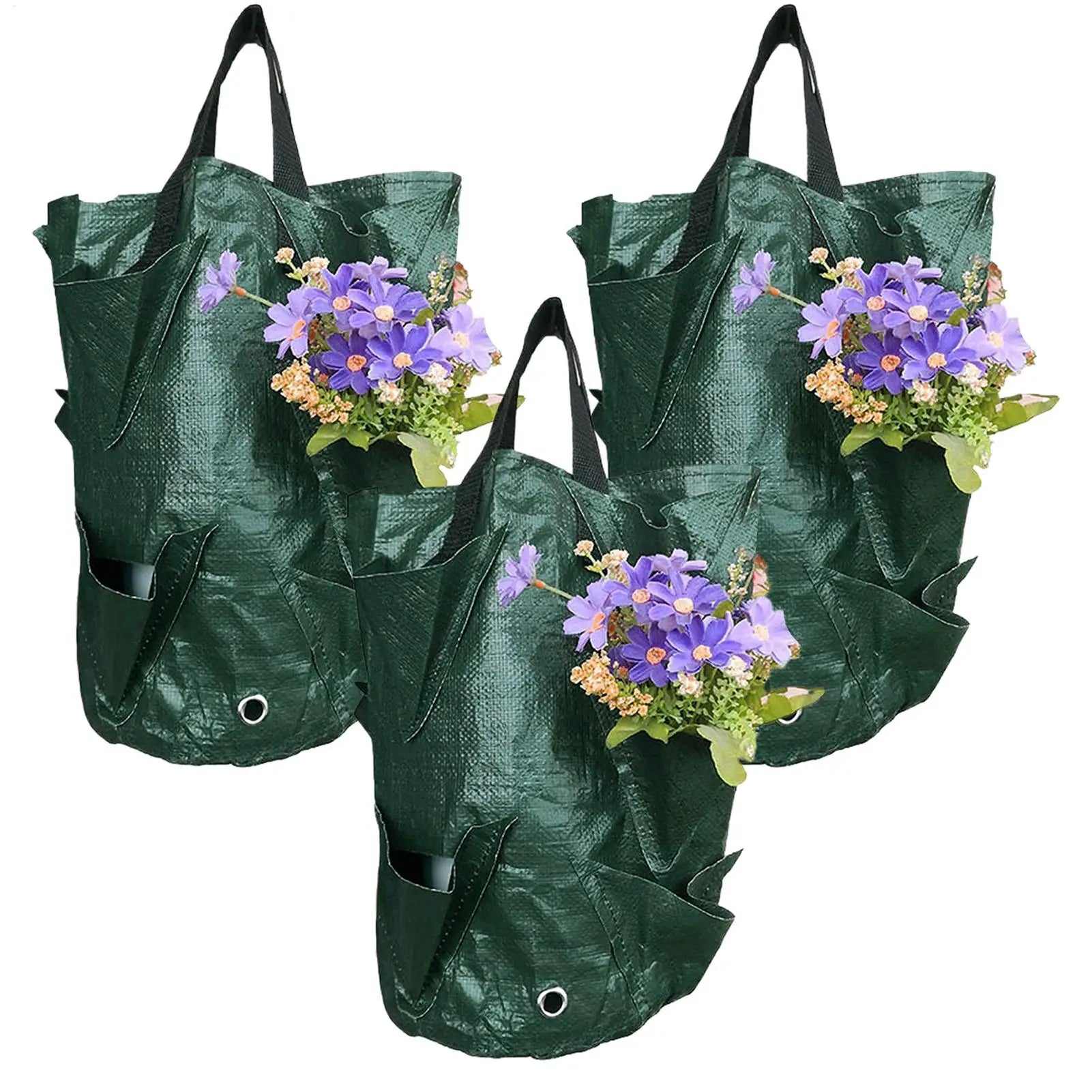 3Pcs Hanging Grow Bags For StrawberryTomatoes Hanging Planting Grow Bag Vertical Garden Strawberry Planter Pot Aeroponic Tower Oasis Select