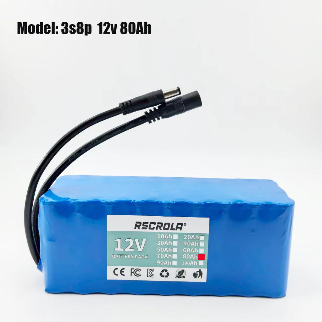 12V Rechargeable 18650 Lithium Battery Pack with BMS & Charger – Long Cycle Life for Solar, LED Light, RC Model, Power Supply Oasis Select