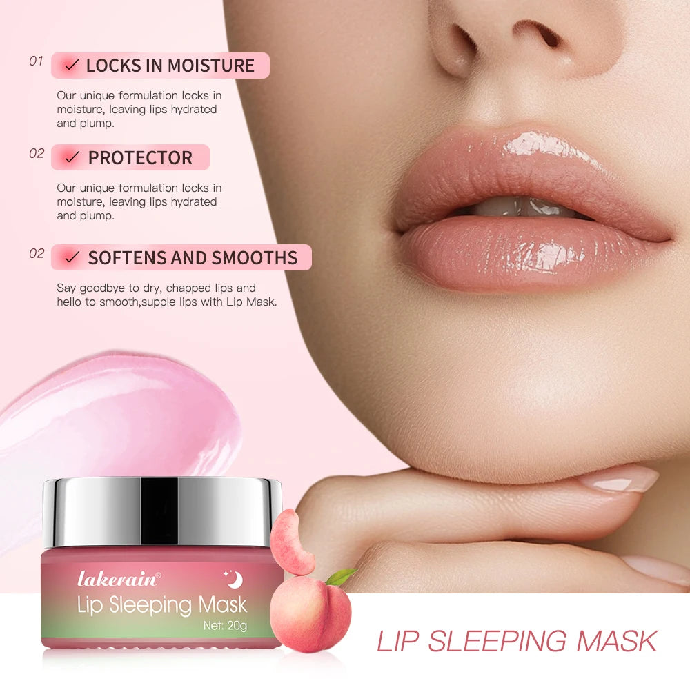 Peach Collagen Lip Sleeping Mask Powerful Moisturizing Repair Plumping Suitable Dry Chapped Lips Skin Care Long-Lasting Hydrate Oasis Select